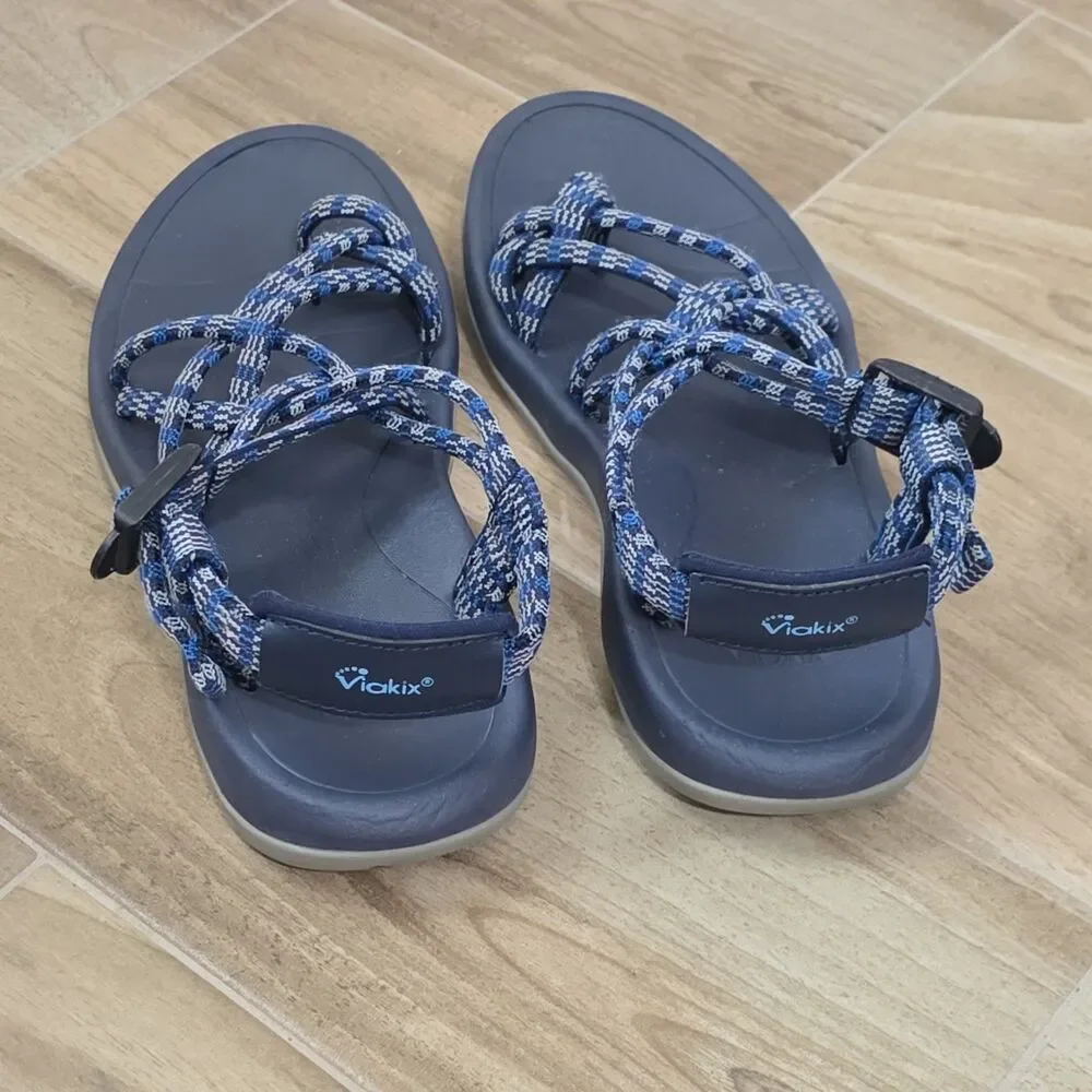 Viakix Siena Women's Hiking Walking Sport Strappy Sandals Blue Gray Size 6